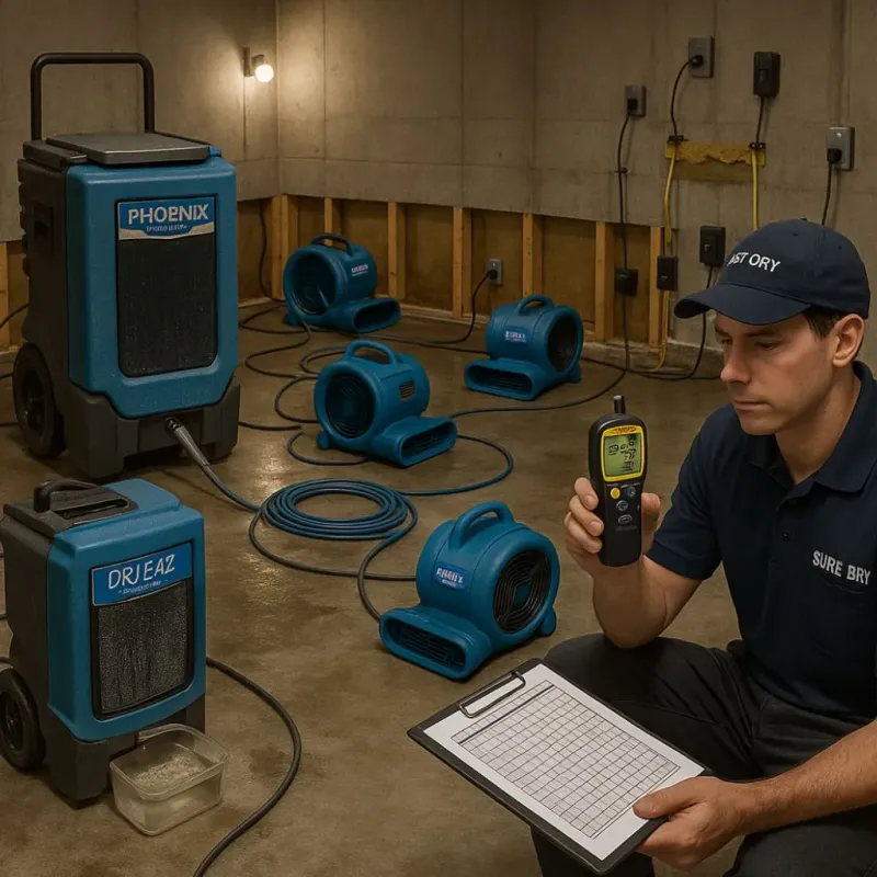 Structural Drying and Dehumidification process in Union City, OH